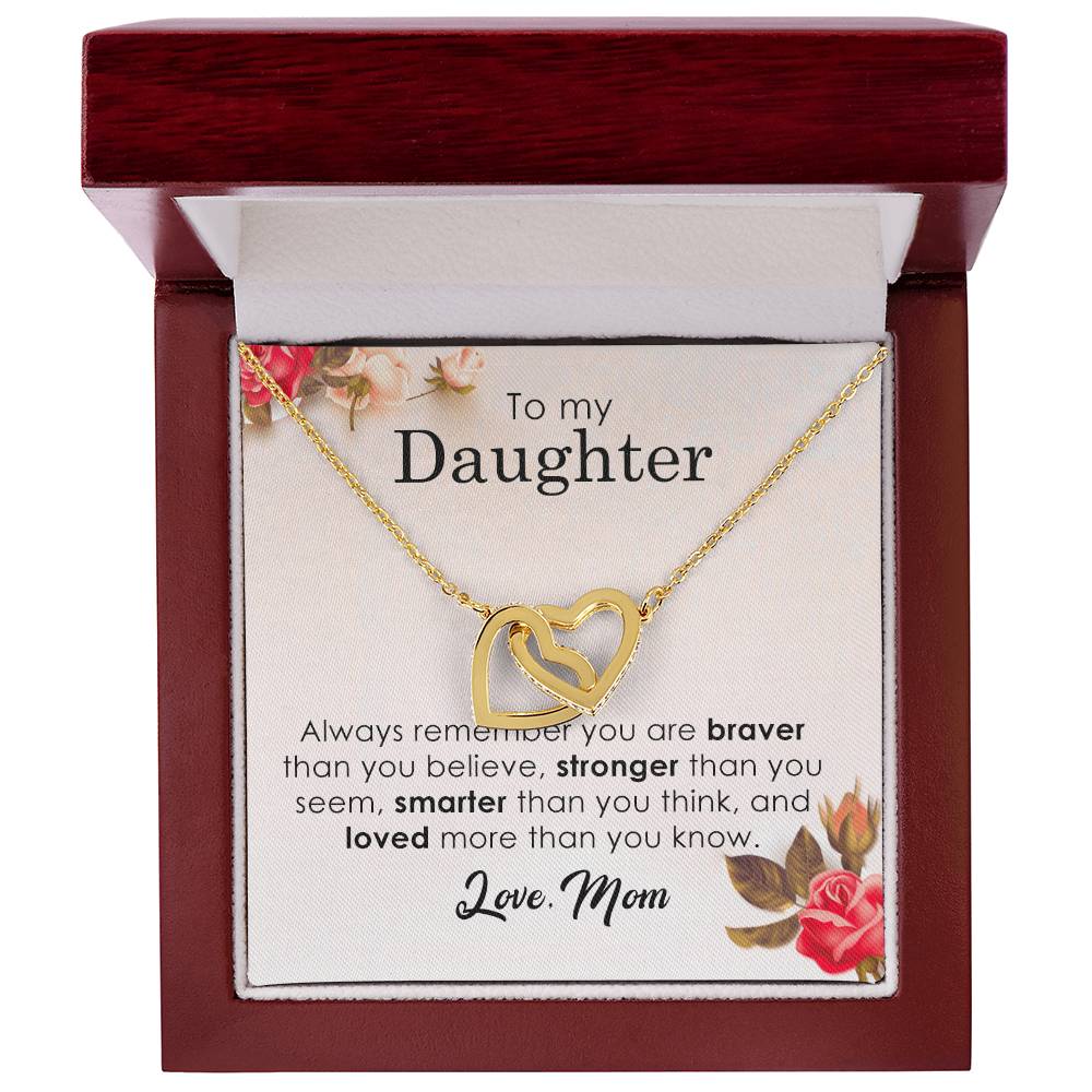 To My Daughter - Interlocking Heart Necklace Interlocking Hearts Necklace