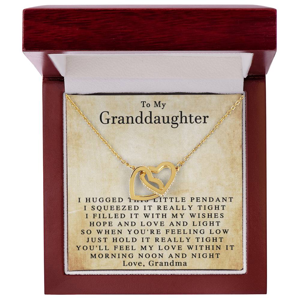 To My Granddaughter Love Grandma Interlocked Heart Necklace Interlocking Hearts Necklace