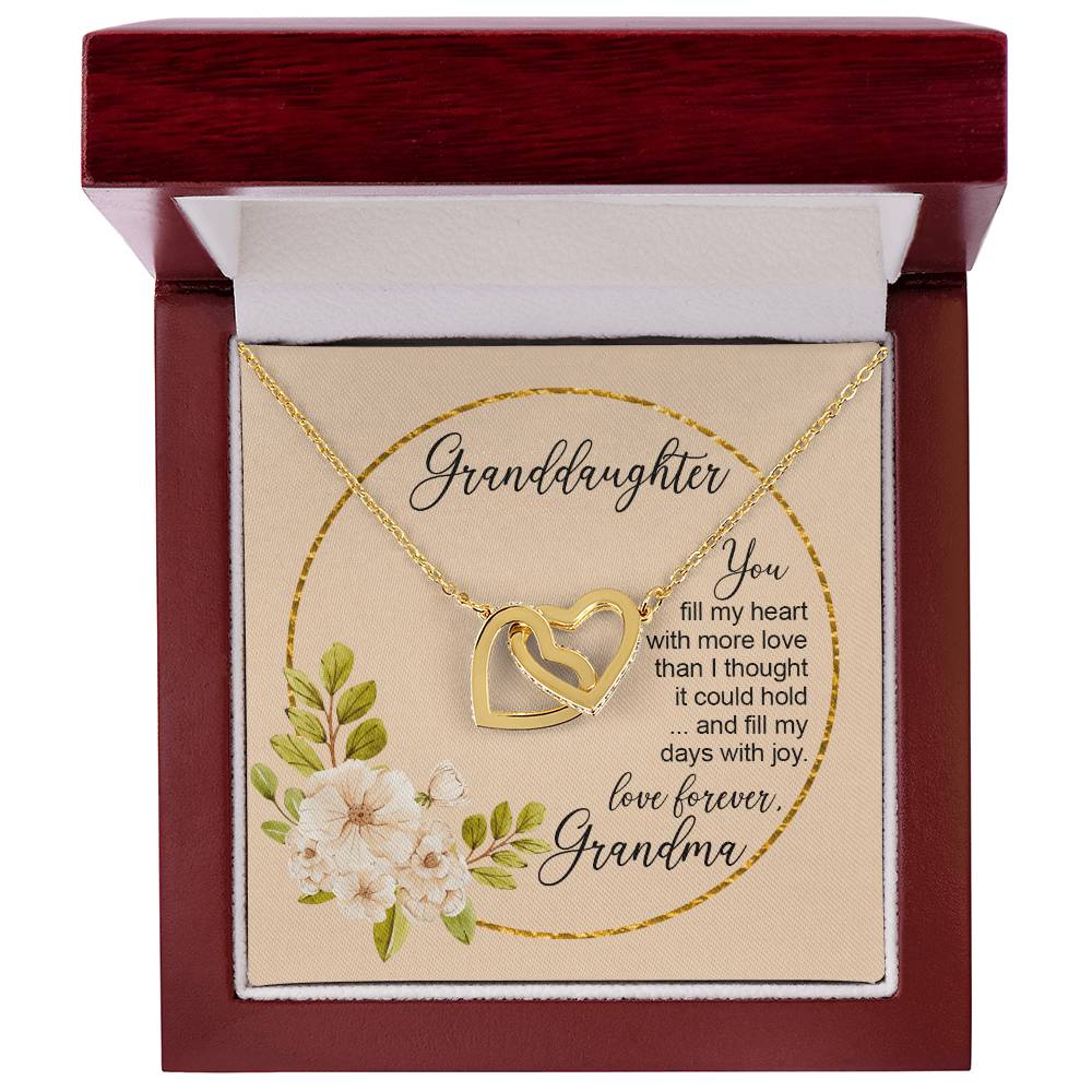 To Granddaughter From Grandmother You Fill My Days With Joy Heart Necklace Birthday Gift From Grandma Interlocking Hearts Necklace