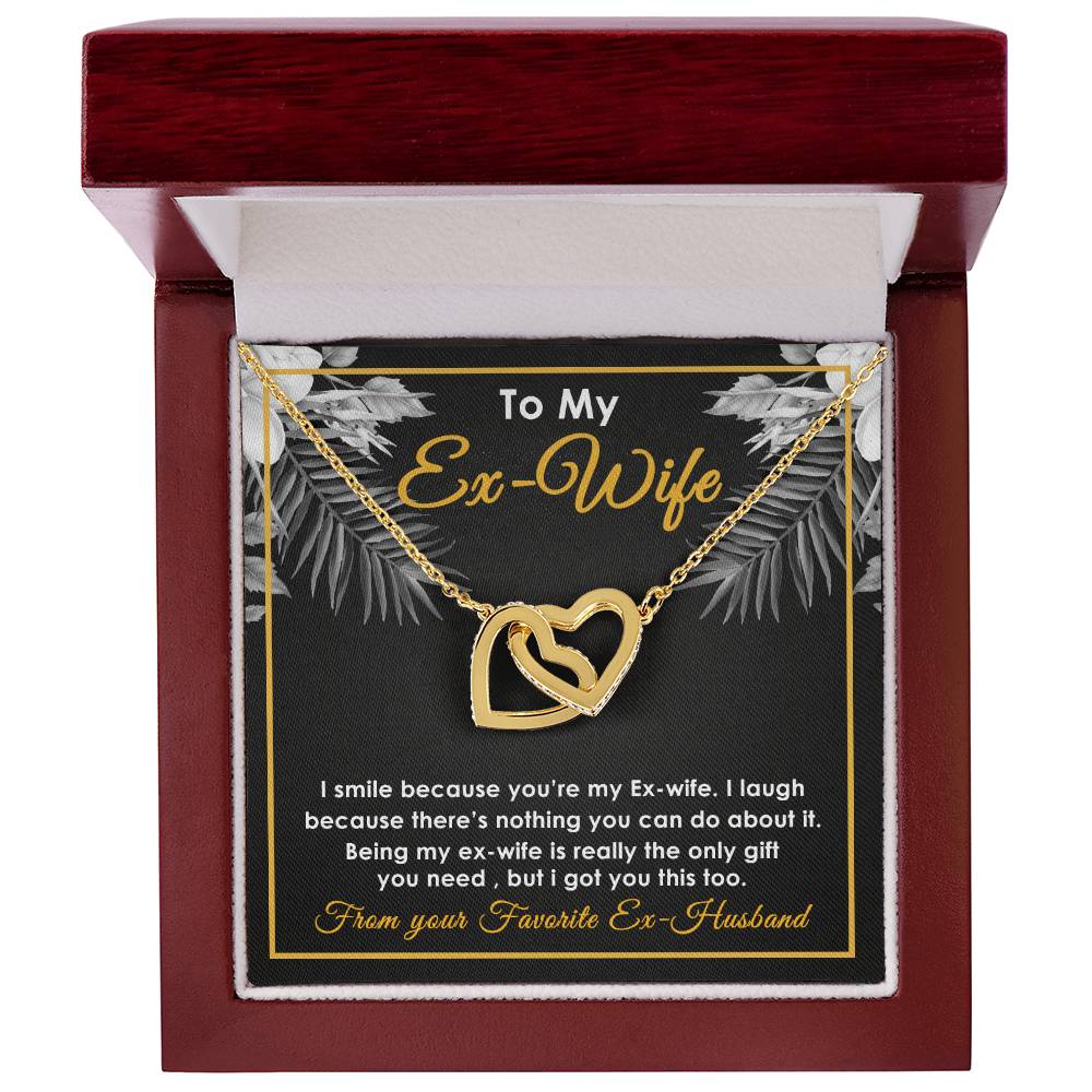To My Ex-Wife Interlocking Heart Necklace - Funny Gift For Ex-Wife - Ex-Wife Birthday Christmas Jewelry Interlocking Hearts Necklace
