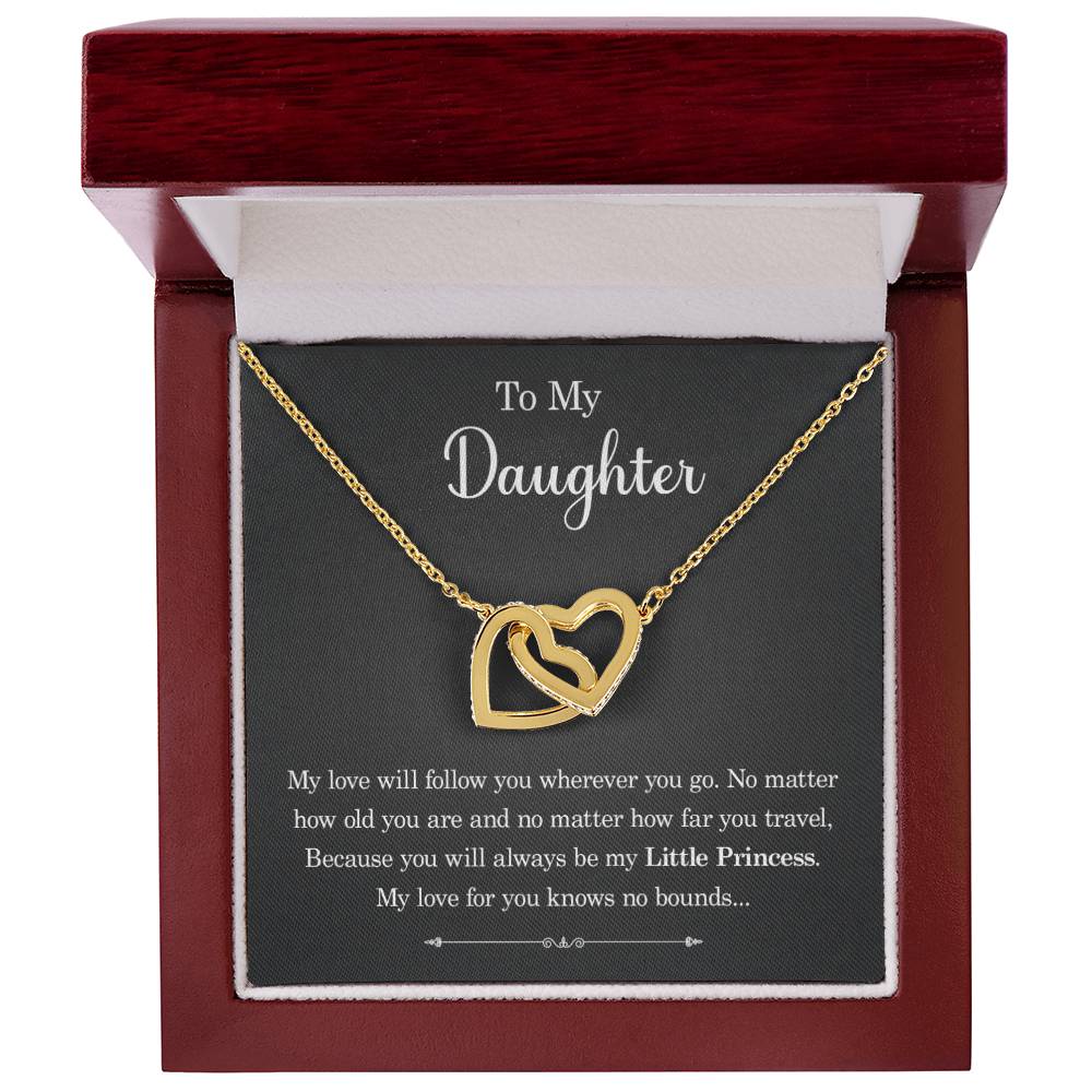 To My Daughter - My Love Will Follow You Wherever You Go - Interlocking Heart Necklace Interlocking Hearts Necklace