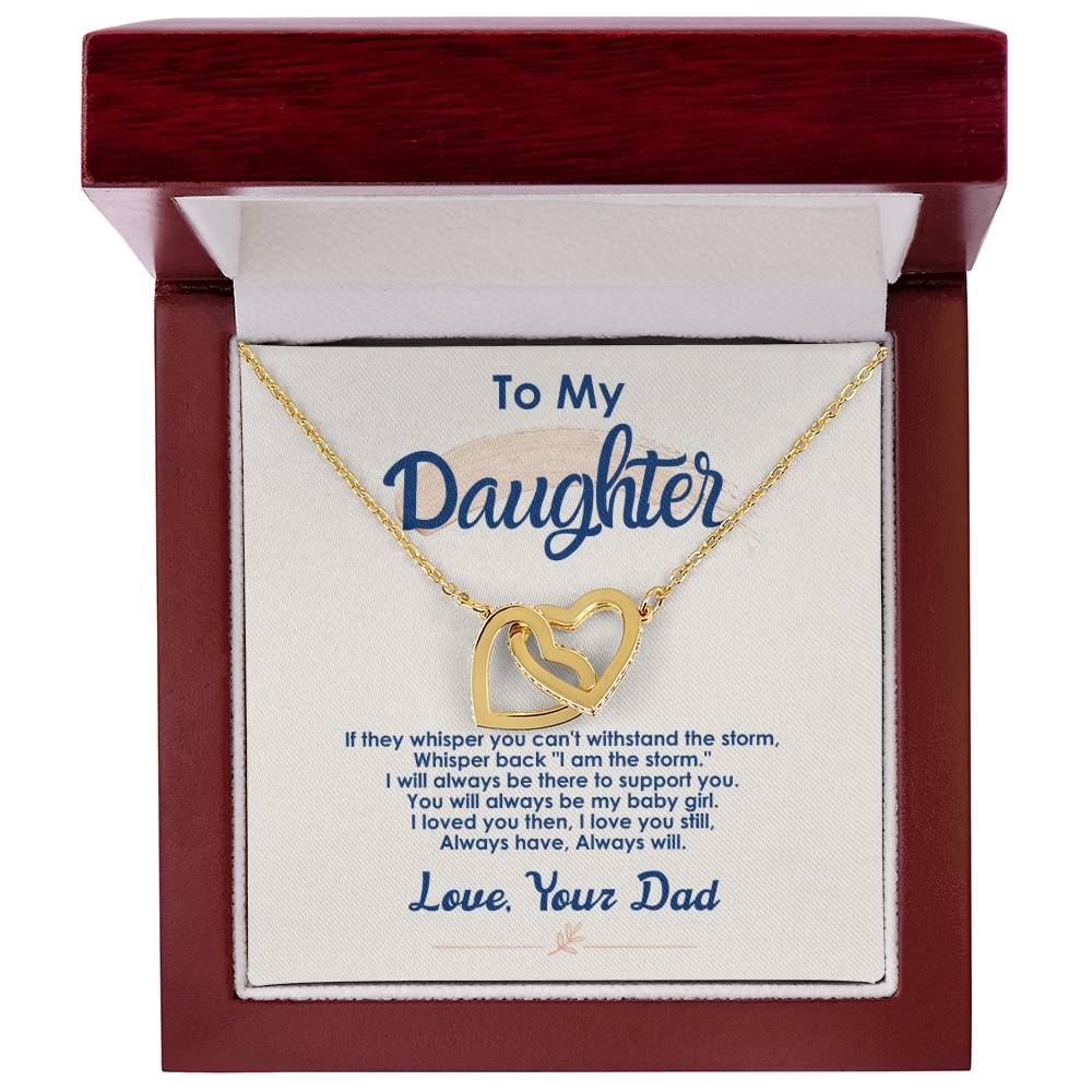 To My Daughter - Always There To Support You - Interlocking Hearts Necklace