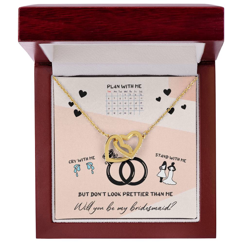 Bridesmaid Proposal Double Heart Necklace Interlocking Hearts Necklace