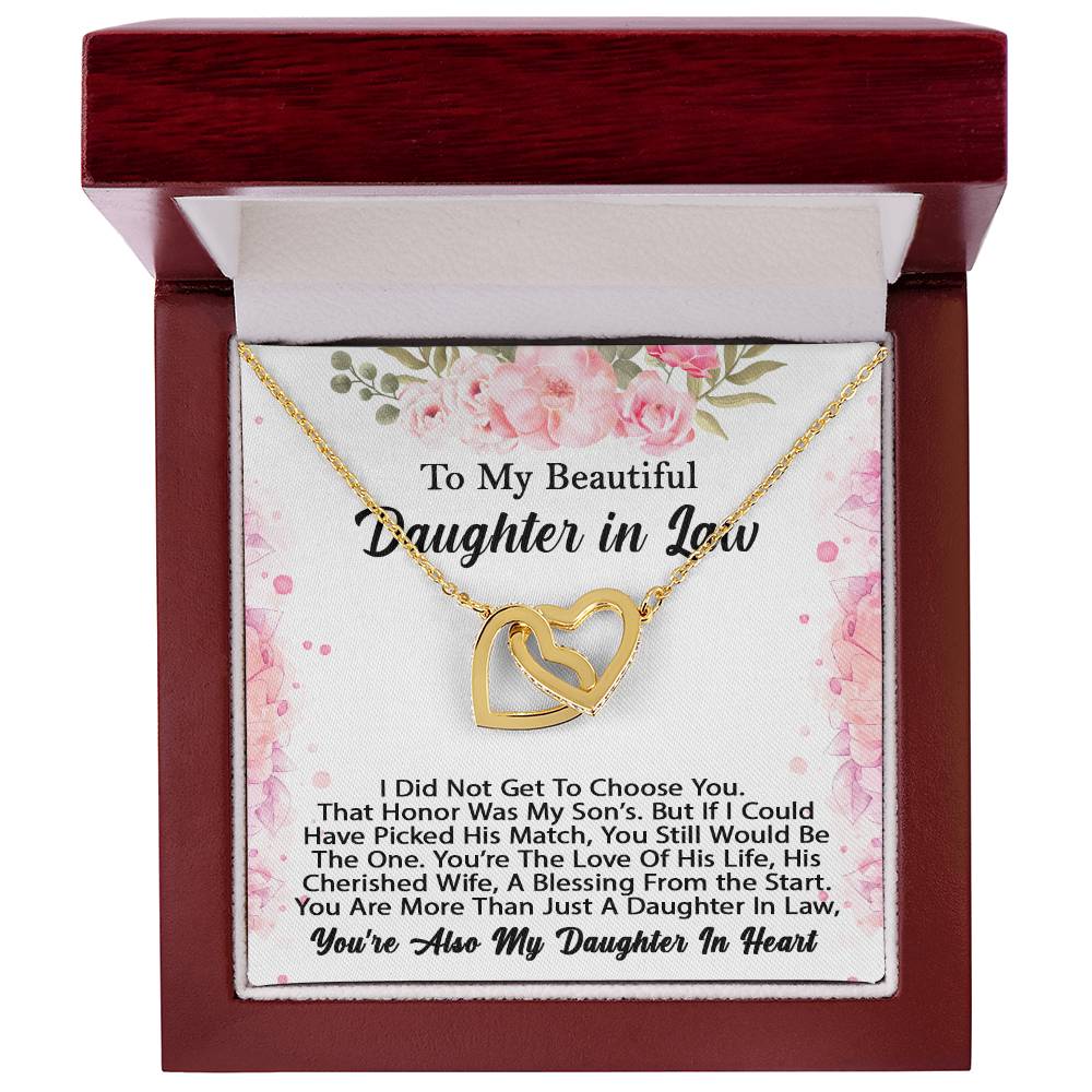 To My Beautiful Daughter In Law You Are My Daughter In Heart Necklace - Perfect Gift Interlocking Hearts Necklace