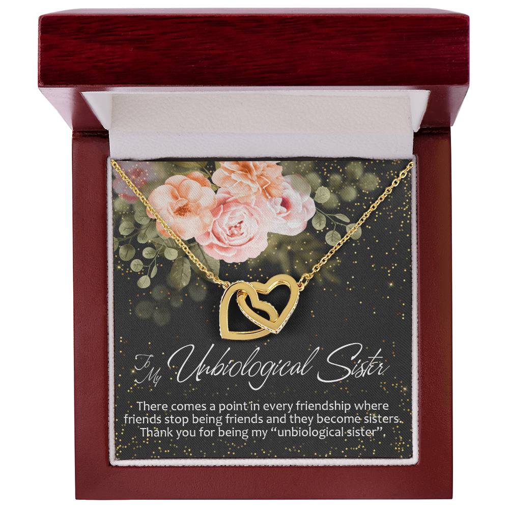 To My Unbiological Sister Interlocking Hearts Necklace