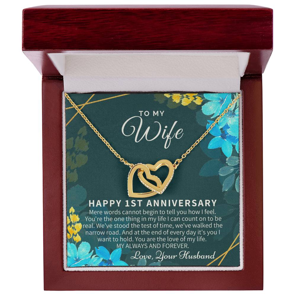 1St Anniversary Gift For Wife 1St Wedding Anniversary One Year Anniversary Gifts First Year Anniversary First Anniversary Gift For Her Interlocking Hearts Necklace