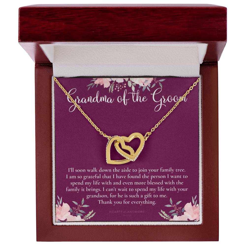 Grandmother Of The Groom Gift Necklace Grandma Wedding Gift Nana Bridal Shower Rehearsal Dinner Thank You Gift Interlocking Hearts Necklace