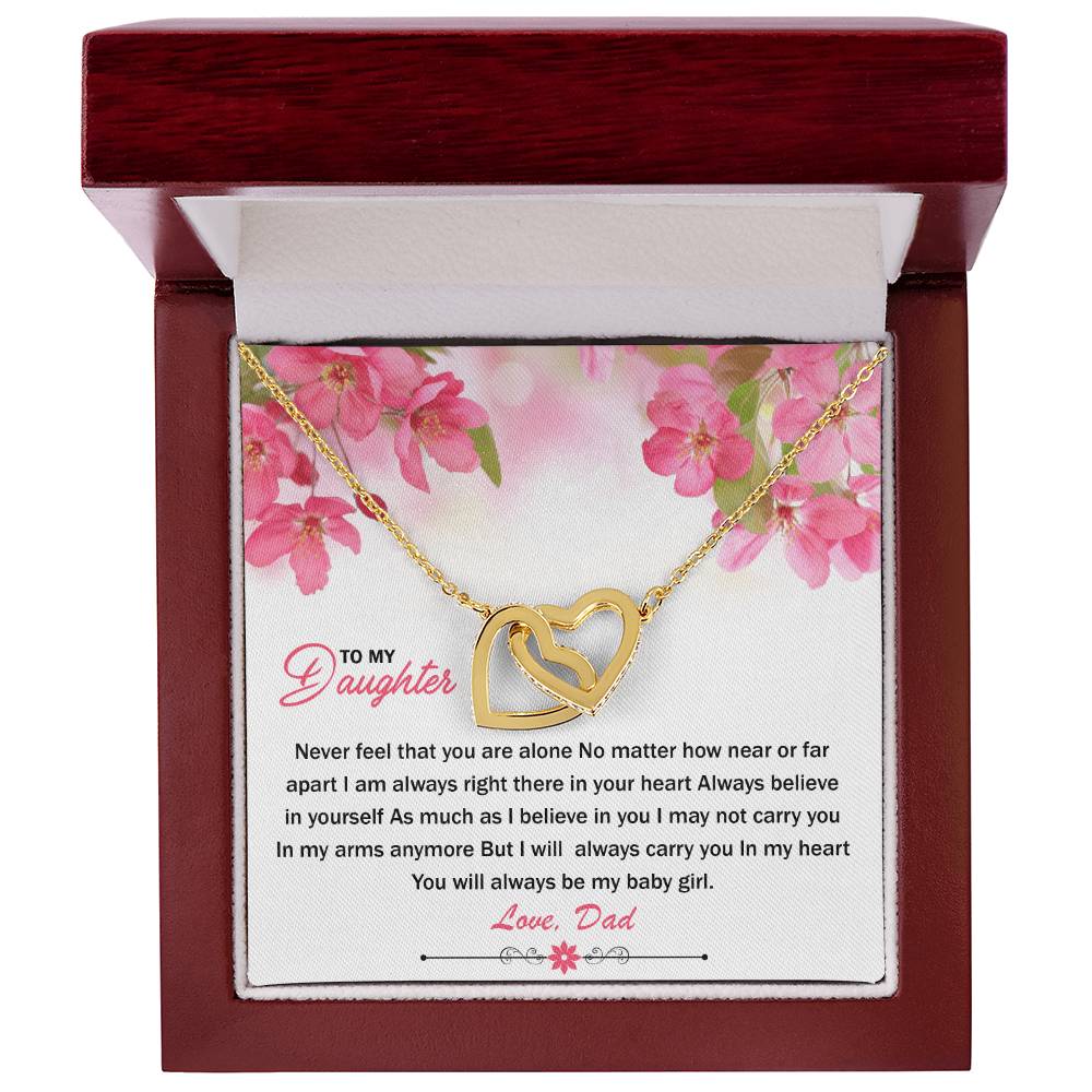 To My Daughter - I Will Always Carry You In My Heart - Necklace Interlocking Hearts Necklace