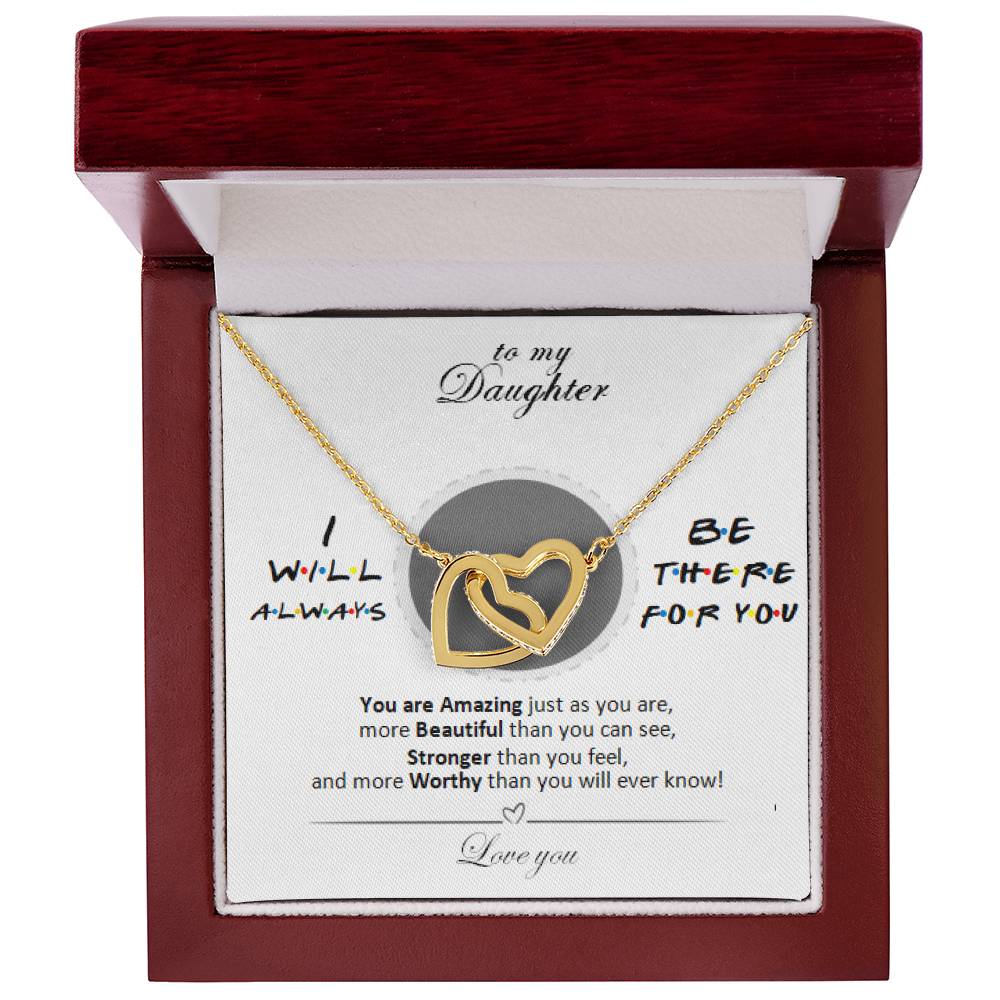 To My Daughter - Always There For You Necklace Interlocking Hearts Necklace