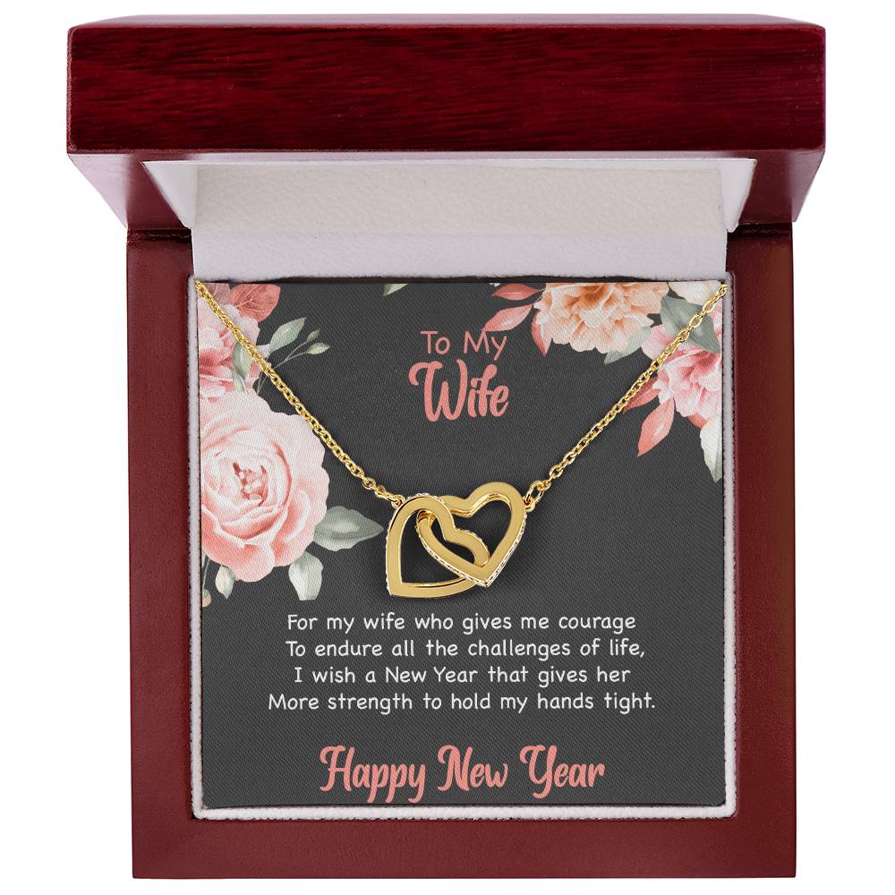 To My Wife - Happy New Year Interlocking Hearts Necklace
