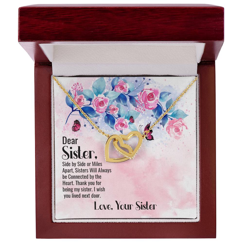 Beautiful Gift For Big Sister Two Hearts Embellished Jewelry Interlocking Hearts Necklace