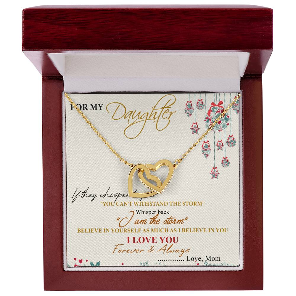 For My Daughter Interlocking Hearts Necklace Message Card