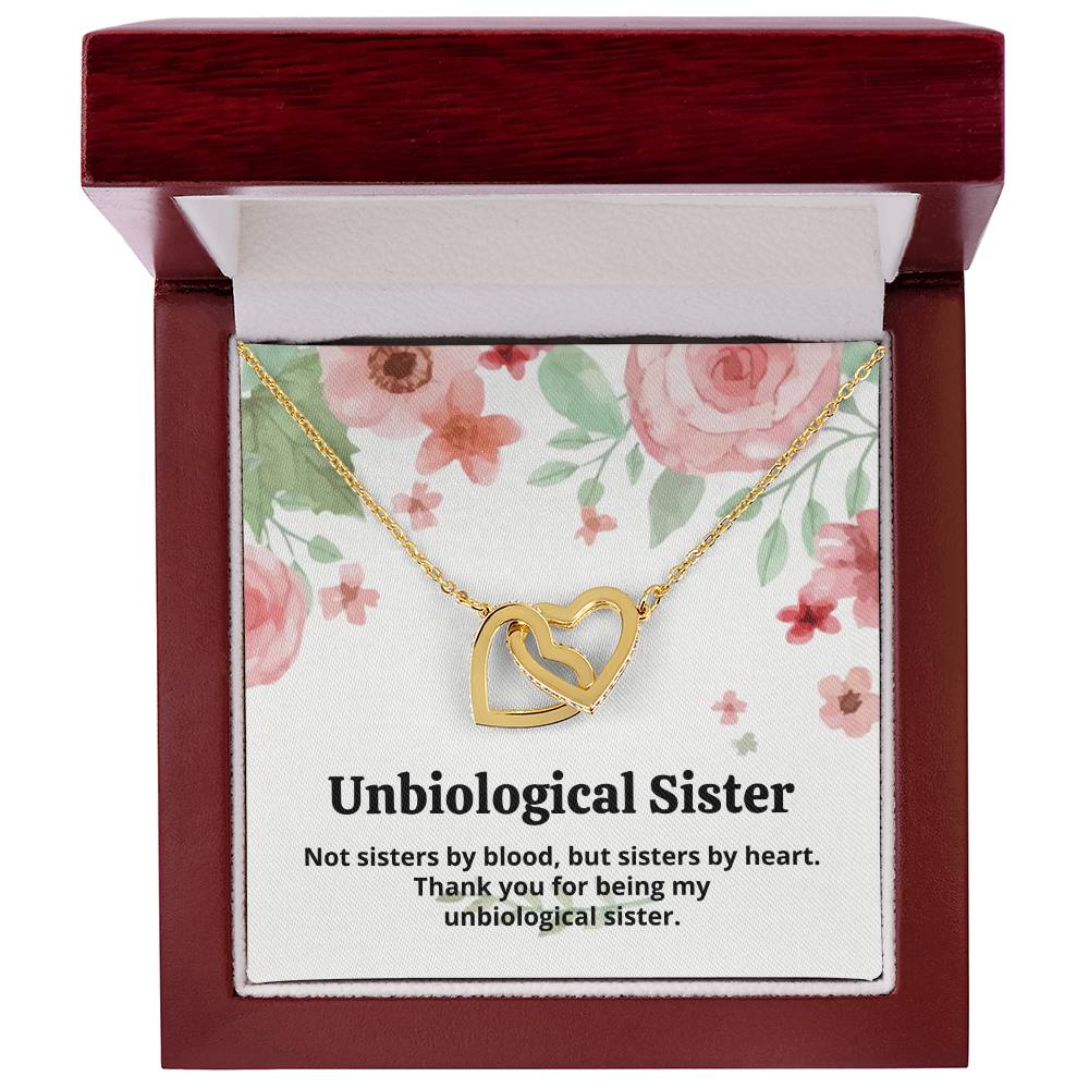 Unbiological Sister Necklace Interlocking Hearts Necklace