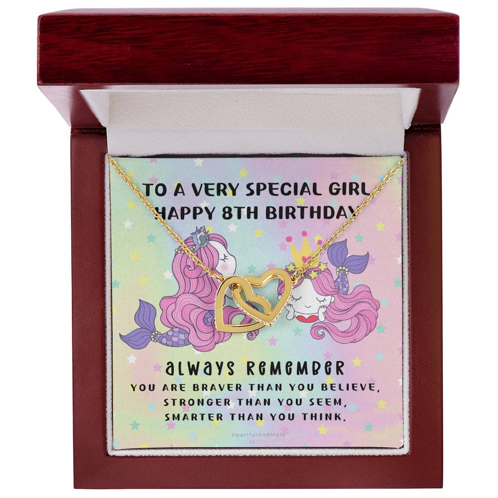 8Th Birthday Gift 8Th Birthday Necklace Gift Happy 8Th Birthday Gift Gift For 8 Year Birthday Girl Interlocking Hearts Necklace