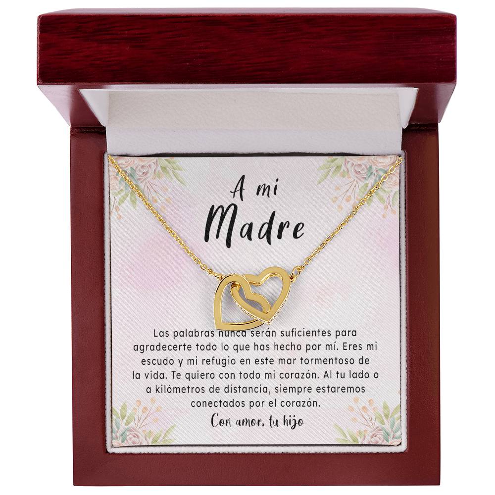 Mother'S Day Gift Necklace From Son On Interlocking Hearts Necklace