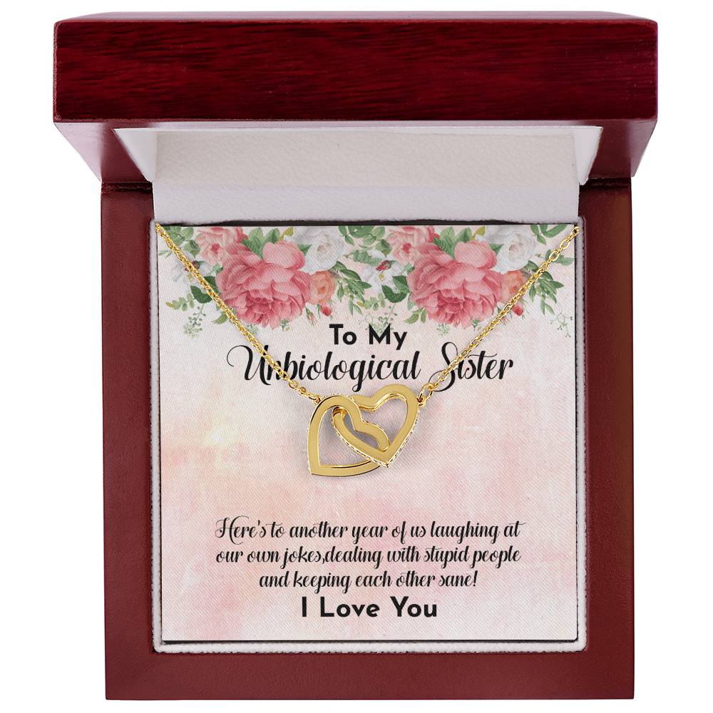 Unbiological Sister Necklace - Soul Sister - Sorority Sister - Sister In Law Necklace - Step Sister Gift - Sister Necklace Interlocking Hearts Necklace