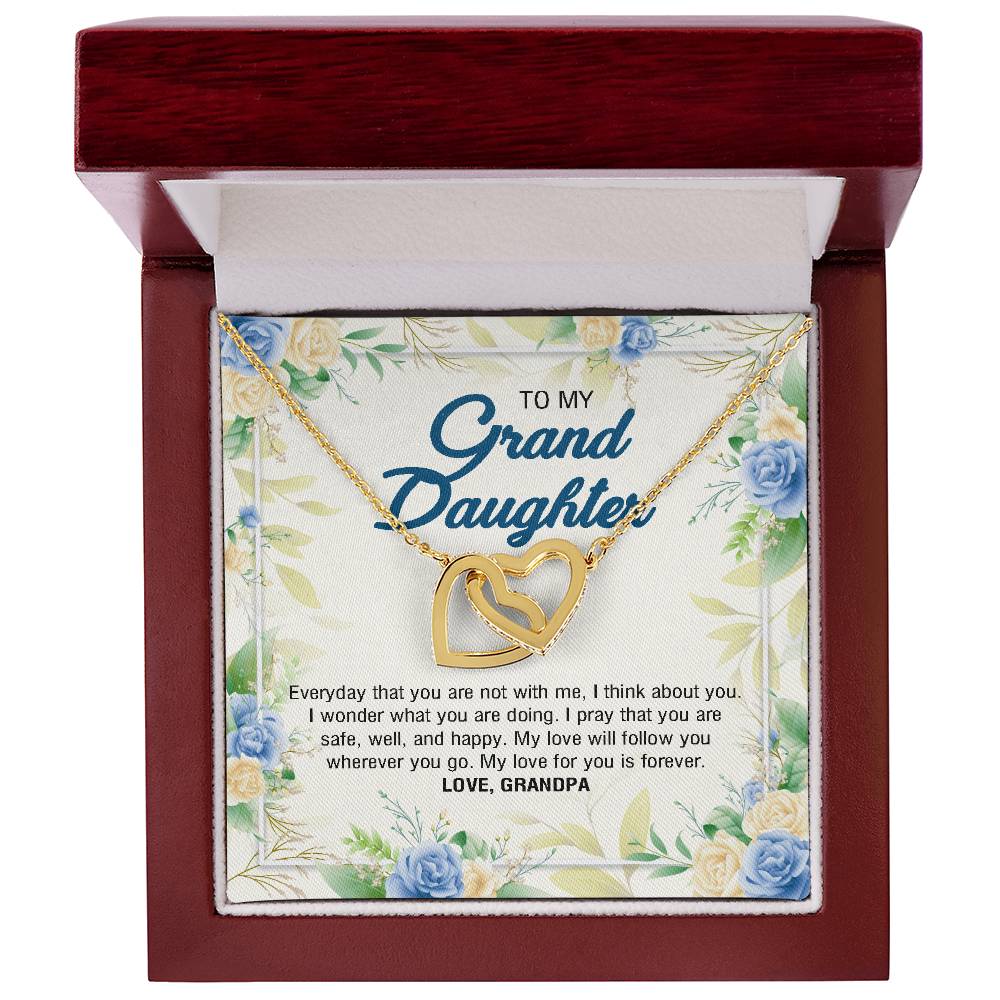 To My Granddaughter From Grandpa - My Love For You Is Forever Interlocking Hearts Necklace