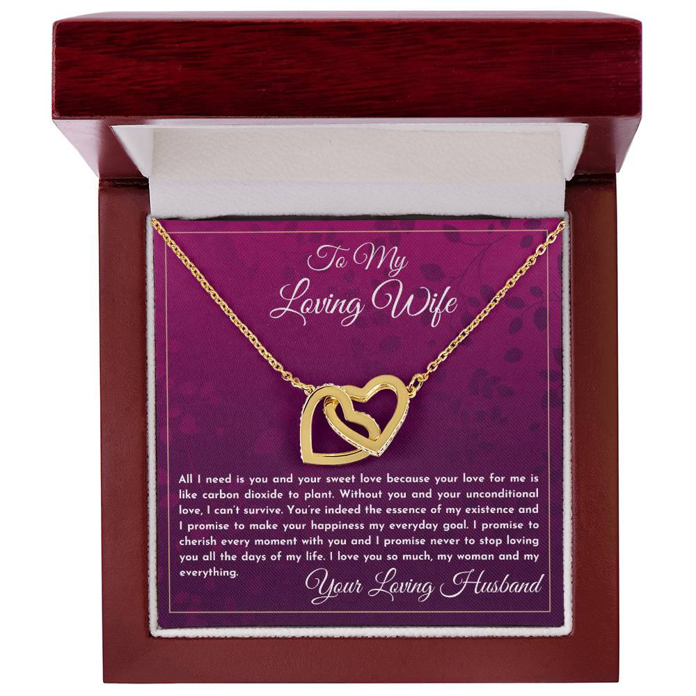 Gift For Wife All I Need Is You And Your Sweet Love Interlocking Hearts Necklace