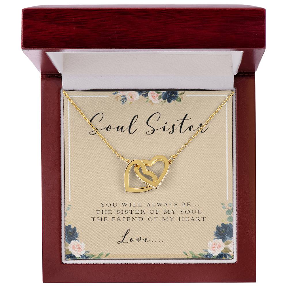 Soul Sister Necklace With Card Best Friend Gift Personalized Gift For Best Friend Birthday Interlocking Hearts Necklace