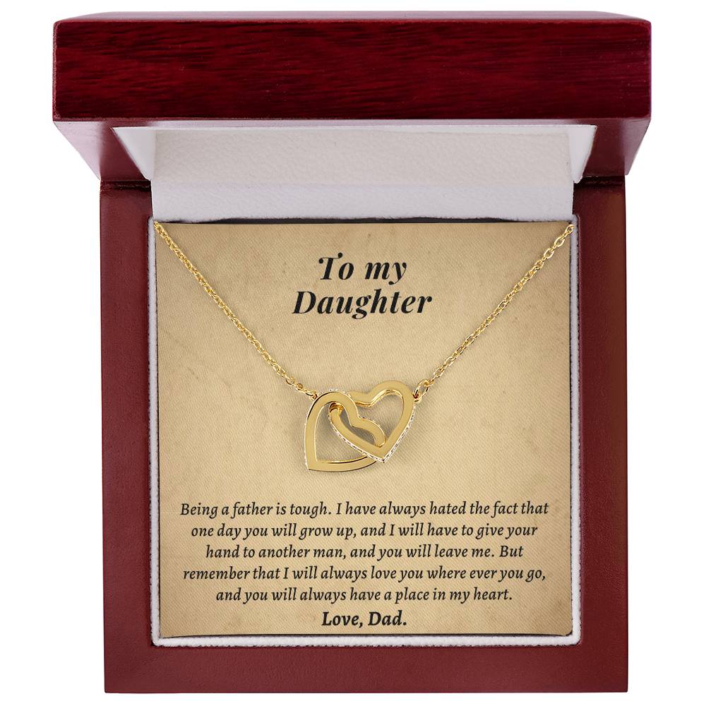 Gift For Daughter From Dad - I Will Always Love You Where Ever You Go Interlocking Hearts Necklace