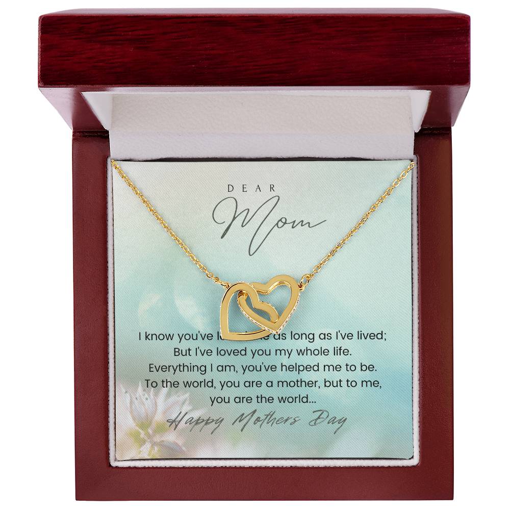 Happy Mothers Day Mom Double Heart Necklace Interlocking Hearts Necklace
