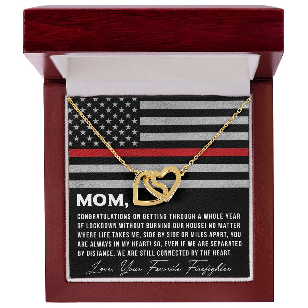 To My Mom From Favorite Firefighter - Necklace Interlocking Hearts Necklace