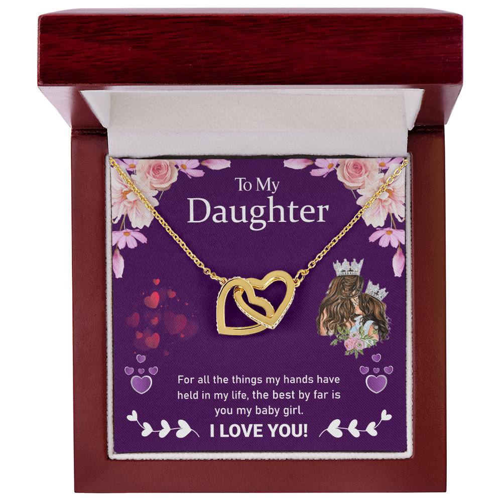 Love My Daughter Heart Locking Necklace Interlocking Hearts Necklace
