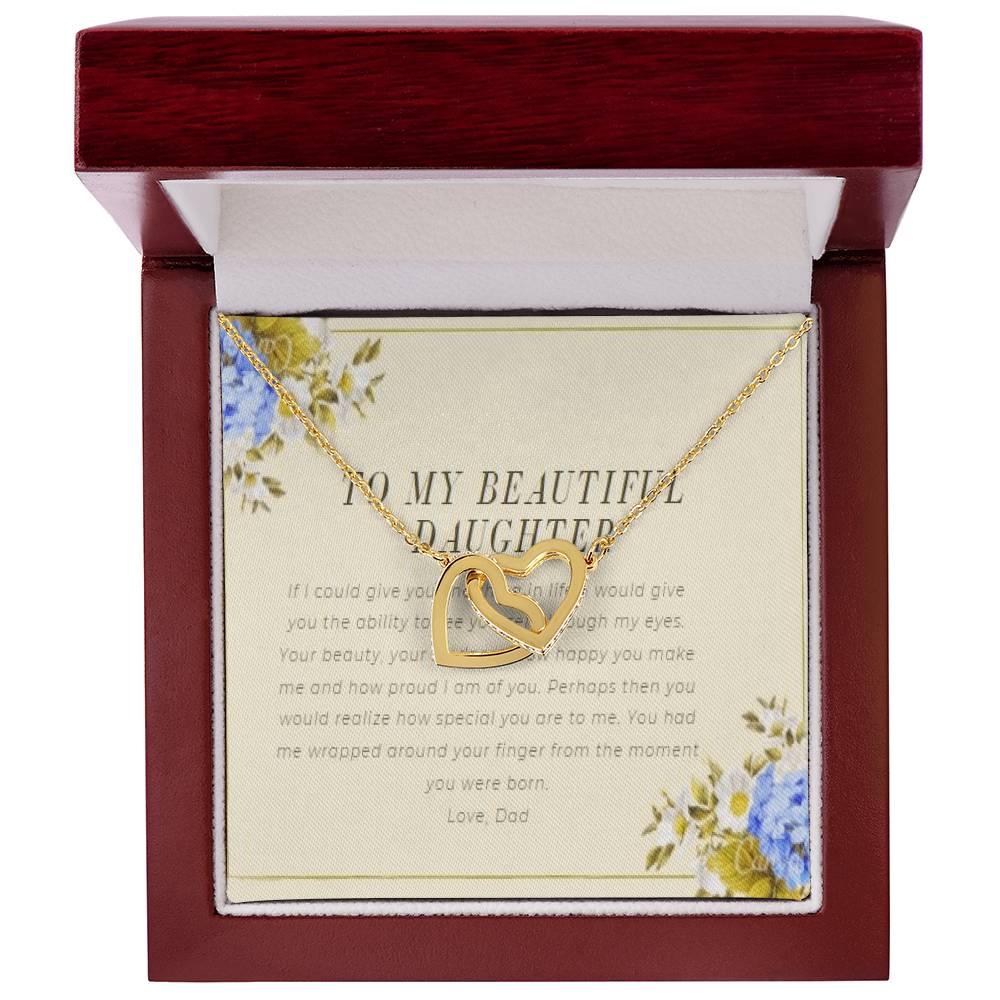 To My Daughter From Dad Interlocking Hearts Necklace Father To Daughter Gift Birthday Gift To Daughter From Dad Daughter Necklace