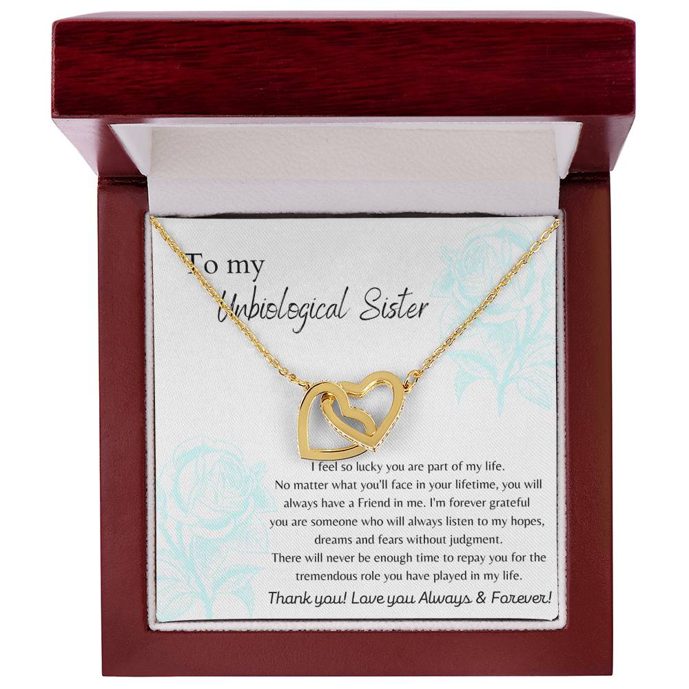 To My Unbiologigal Sister Interlocking Hearts Necklace