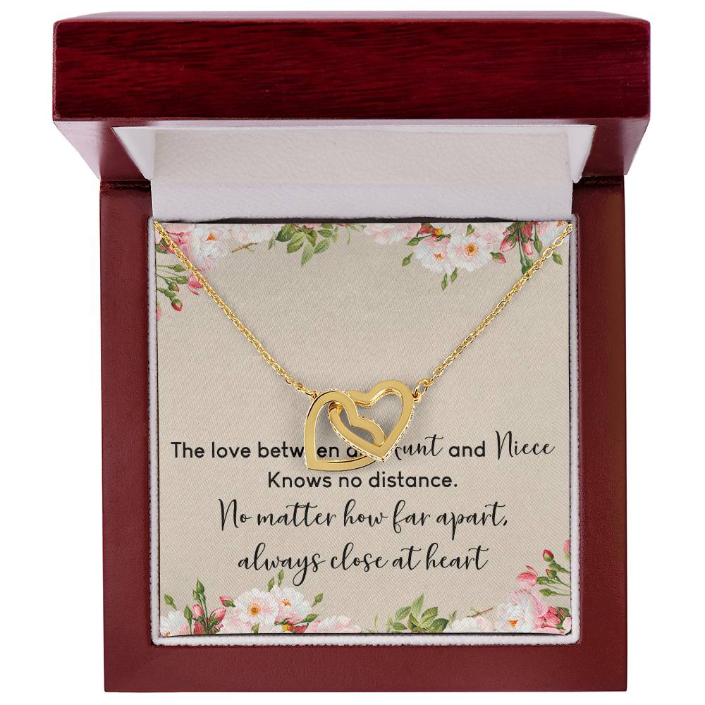 Aunt And Niece Interlocking Hearts Necklace Message Card