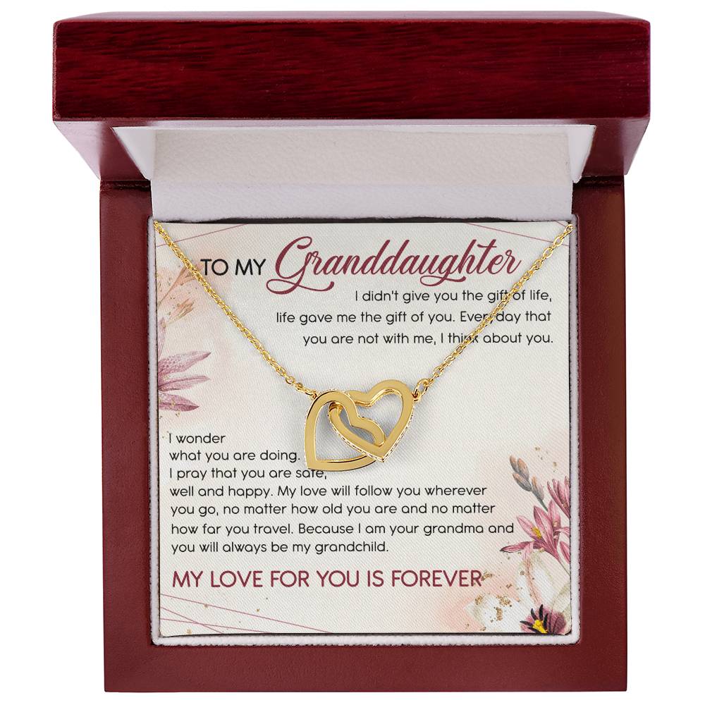 To My Granddaughter Interlocking Hearts Necklace Message Card