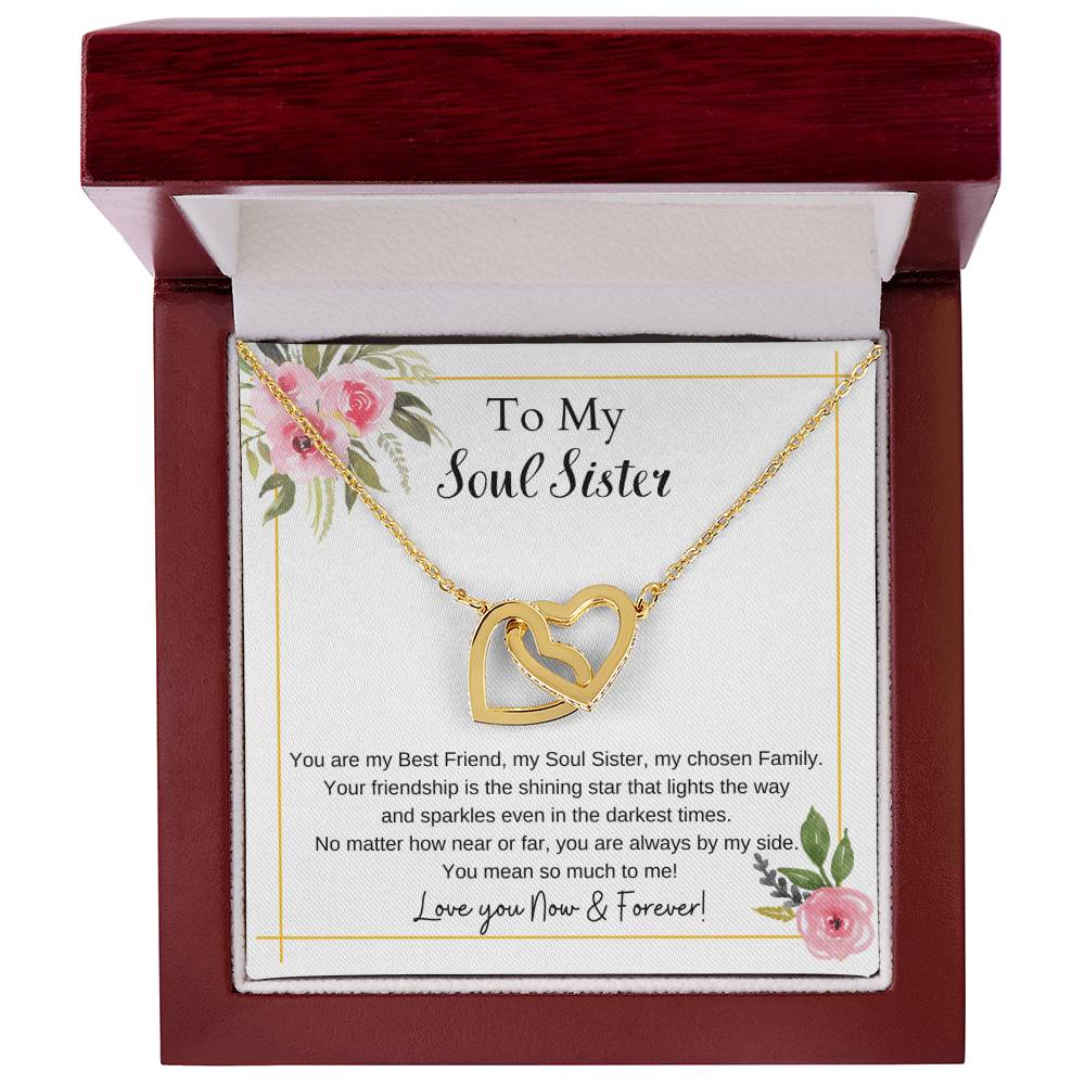 To My Soul Sister Interlocking Hearts Necklace