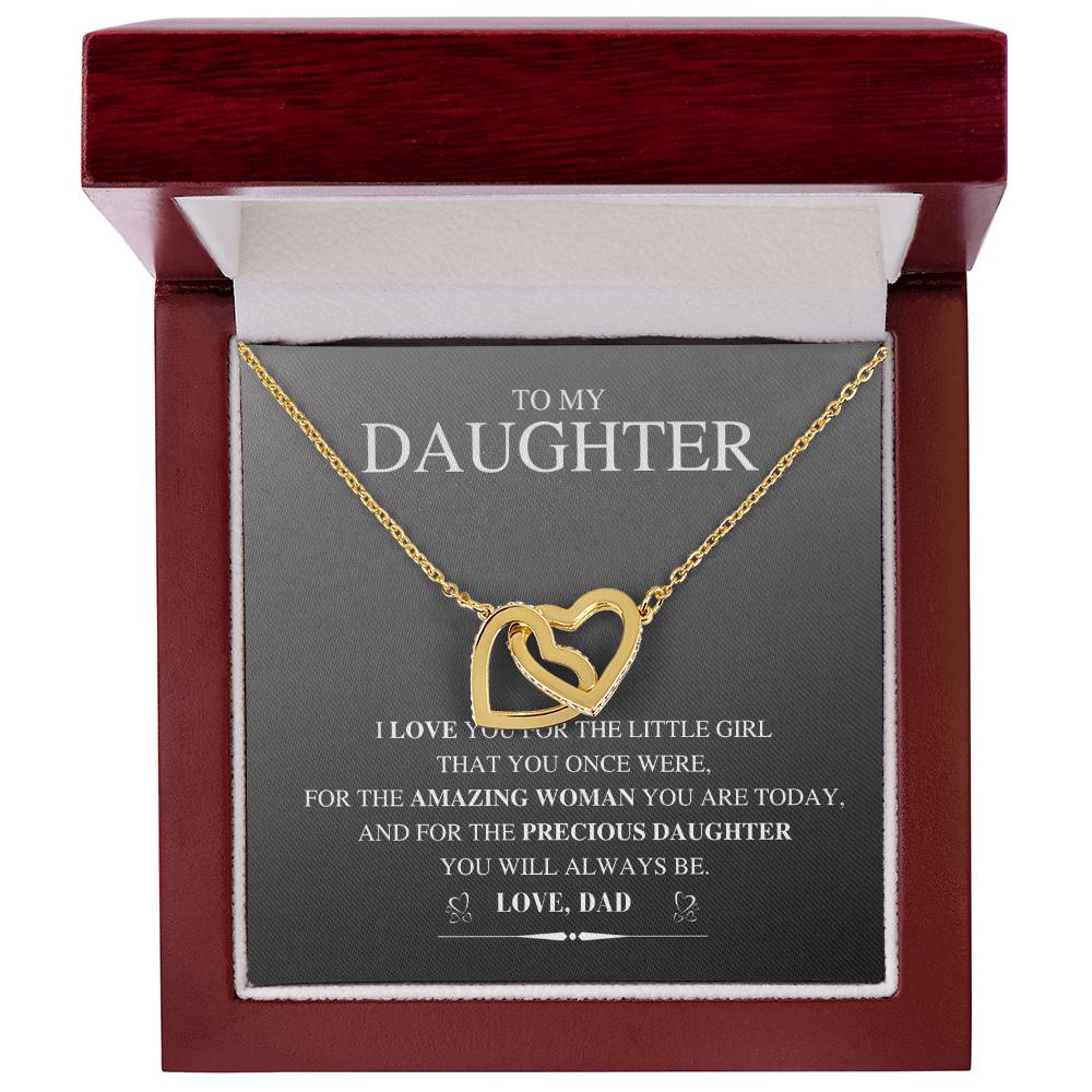 To My Daughter Necklace Gift From Dad Father Daughter Jewelry Gifts Birthday Gift For My Daughter Necklace Interlocking Hearts Necklace