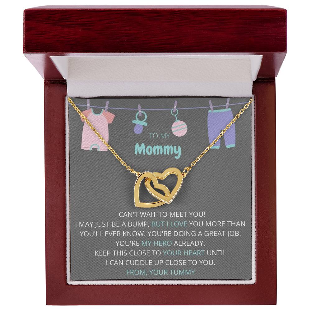 To My Mommy Necklace Gift For Expecting Moms Interlocking Hearts Necklace
