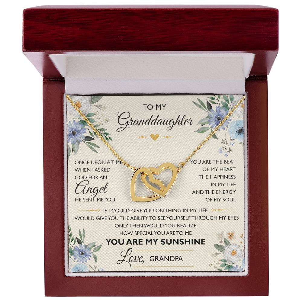 To My Granddaughter From Grandpa - Interlocking Heart Necklace Interlocking Hearts Necklace