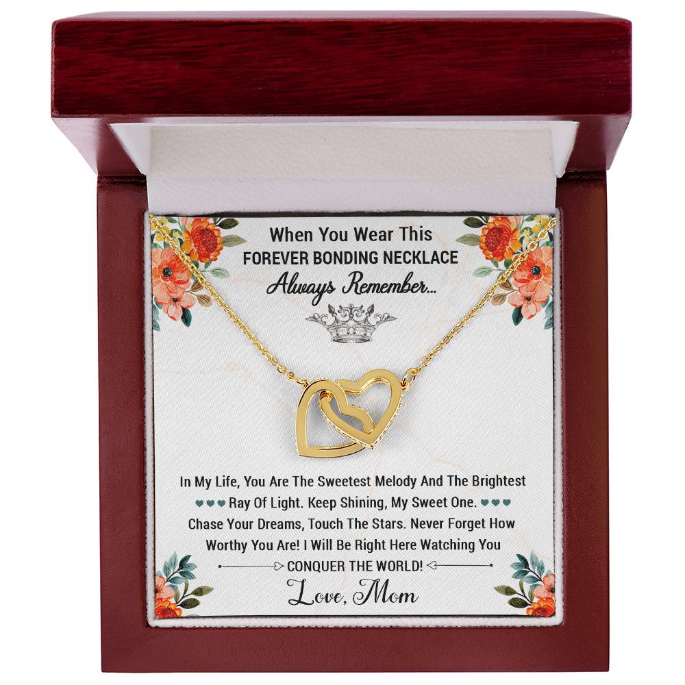 Forever Bonding Heart Necklace Gift Set - To My Daughter You Can Conquer The World Interlocking Hearts Necklace