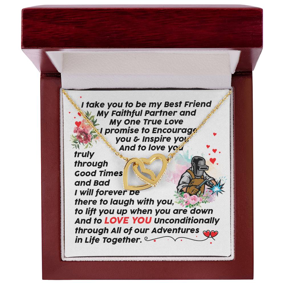 Welder'S Girl - Interlocking Heart Necklace Interlocking Hearts Necklace