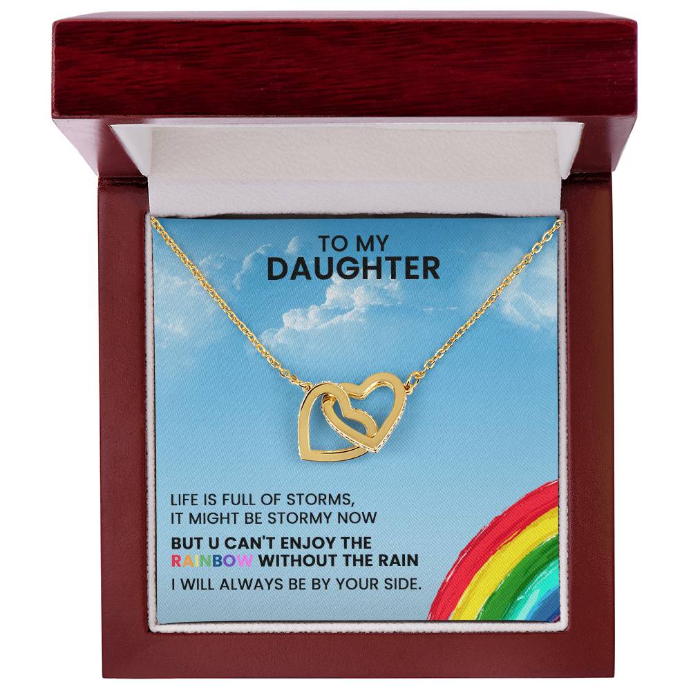 To My Daughter - I Will Always Be By Your Side - Necklace Interlocking Hearts Necklace