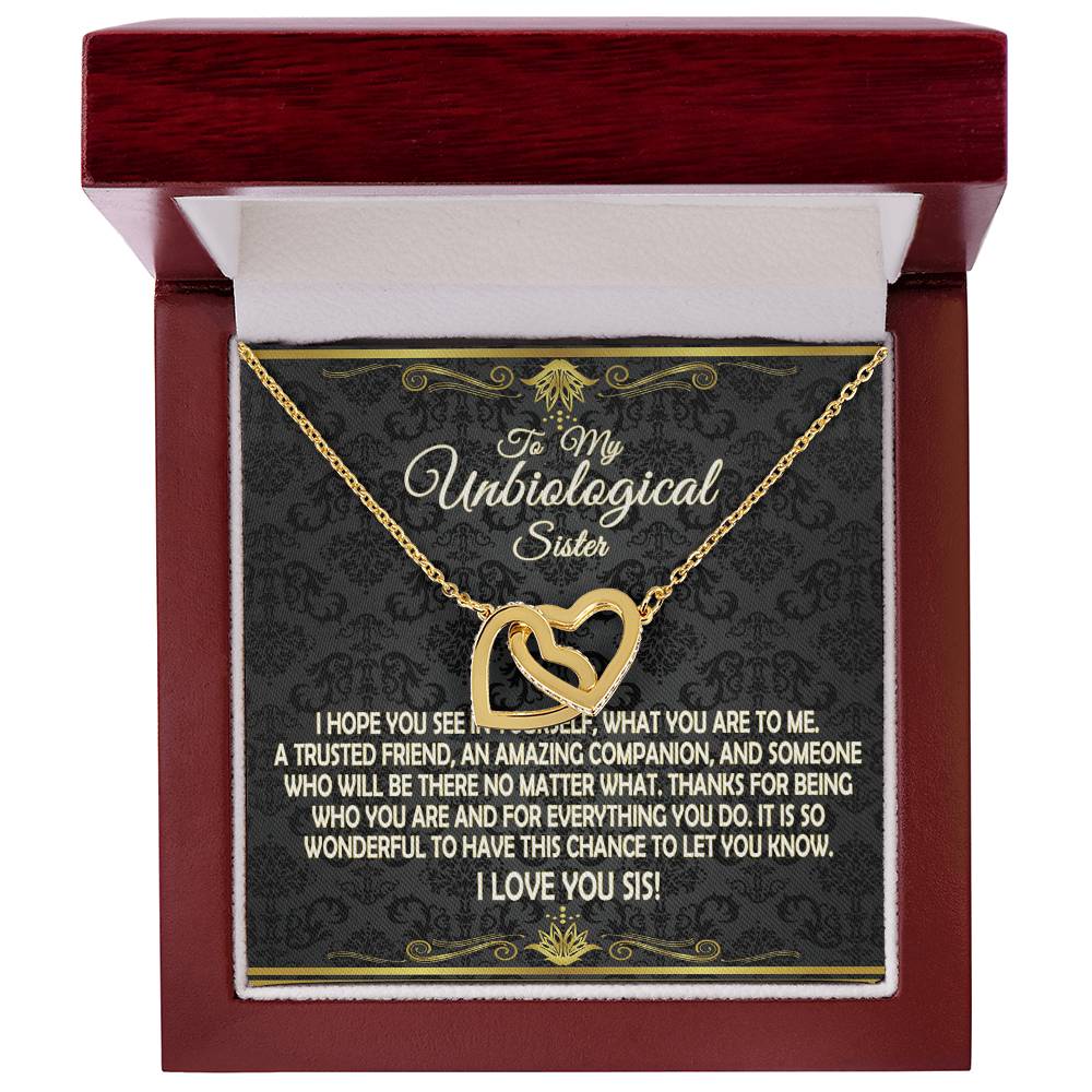 To My Unbiological Sister - Interlocking Hearts Necklace - Eudora Collection