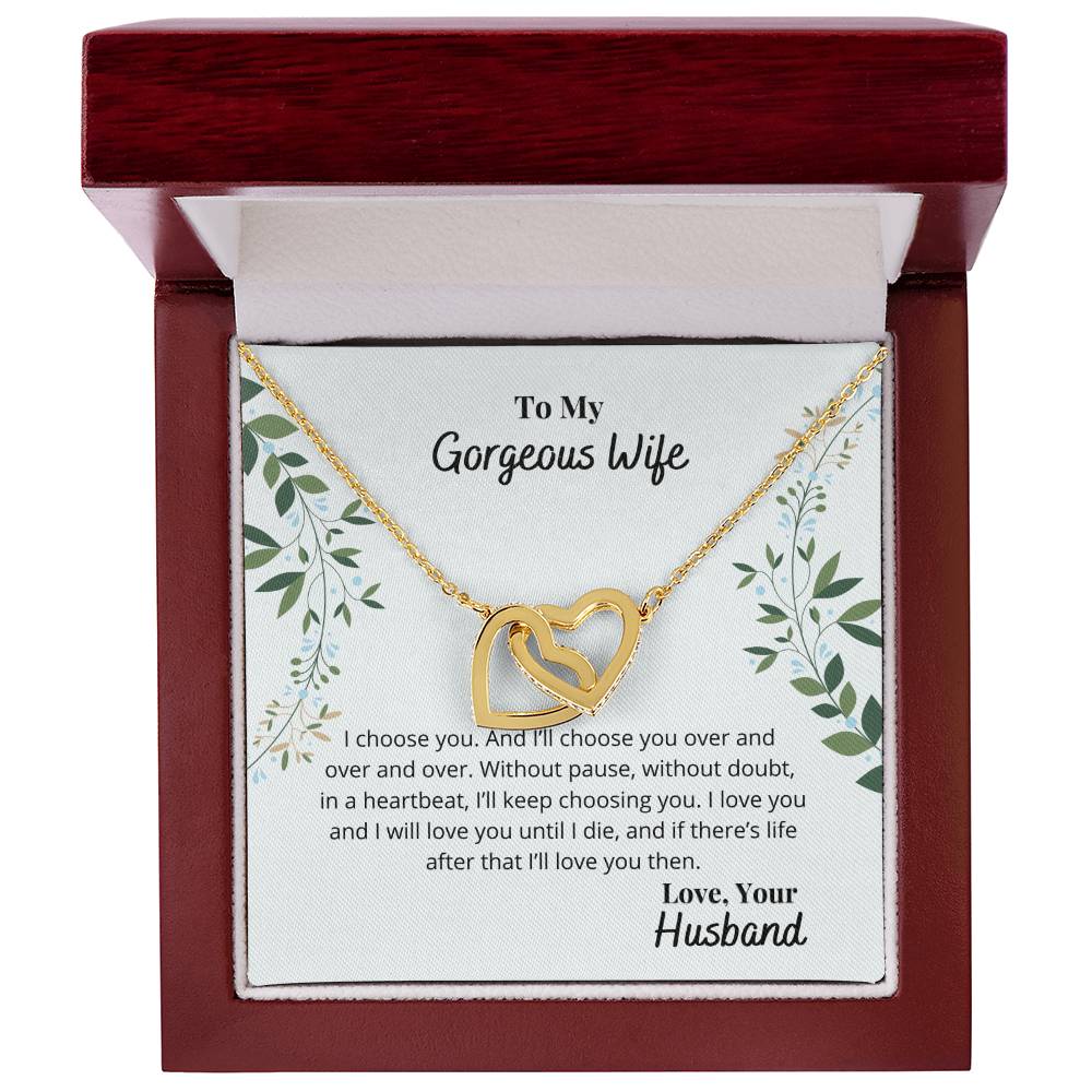 To My Wife - I'Ll Always Love You Necklace Interlocking Hearts Necklace