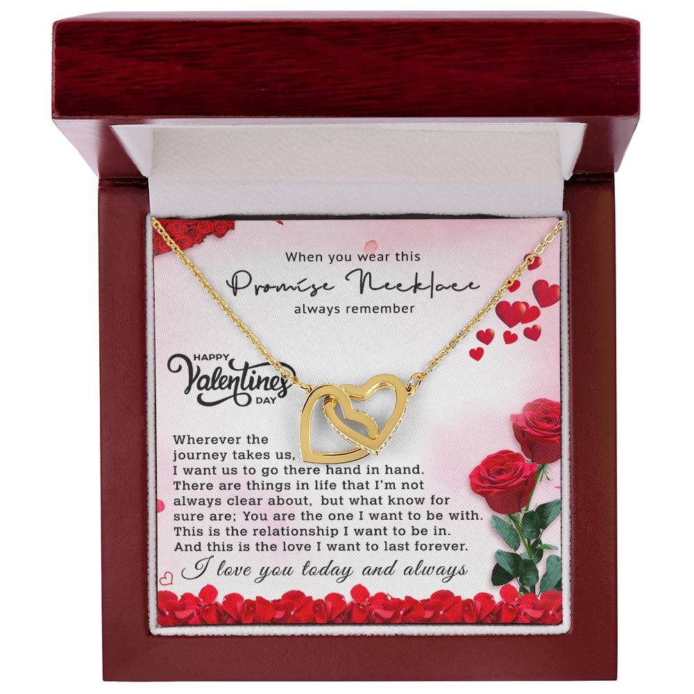 Valentines Day Gift For Girlfriend - Anniversary Gift For Girlfriend - Promise Necklace For Girlfriend From Boyfriend Interlocking Hearts Necklace