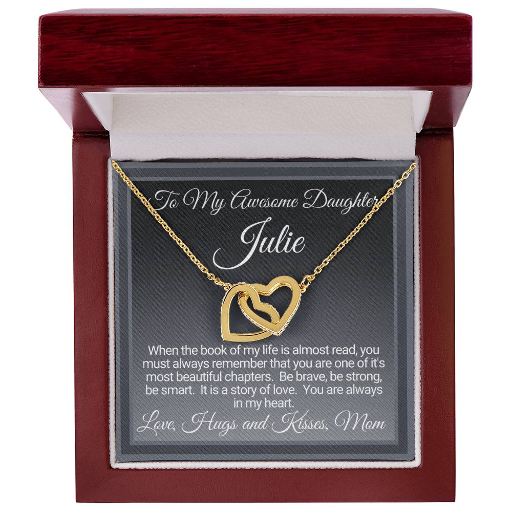 Personalized Awesome Daughter Necklace Gift From Mom Interlocking Hearts Necklace
