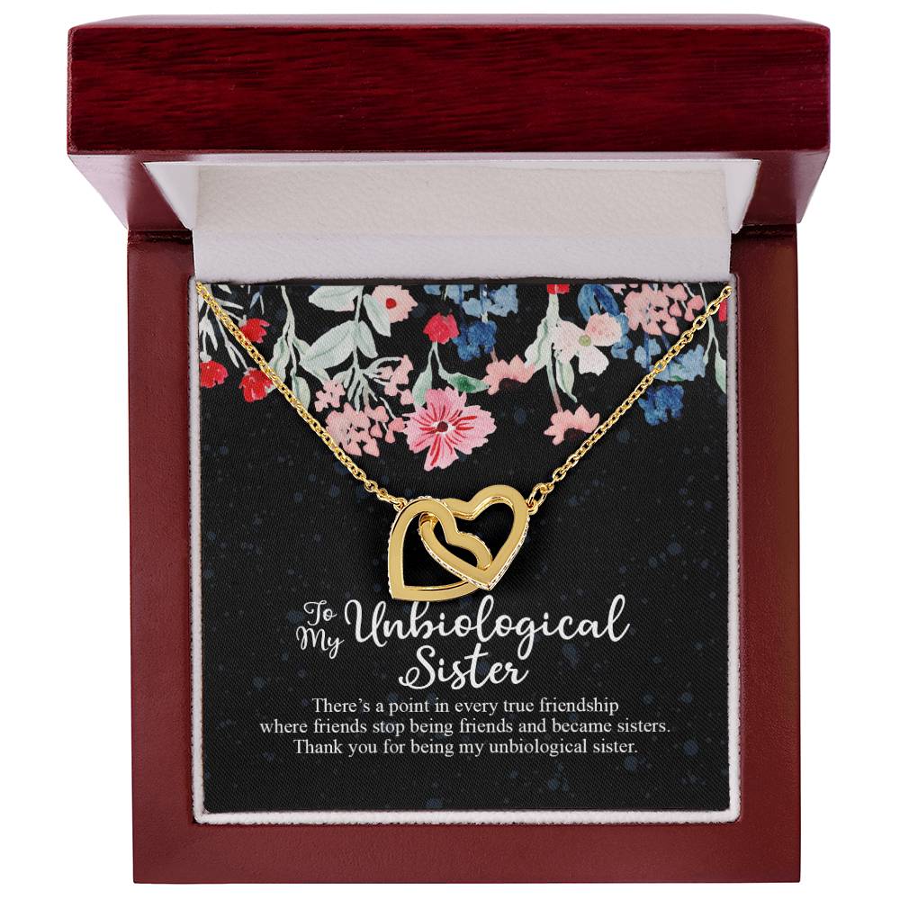 To My Unbiological Sister Interlocking Hearts Necklace