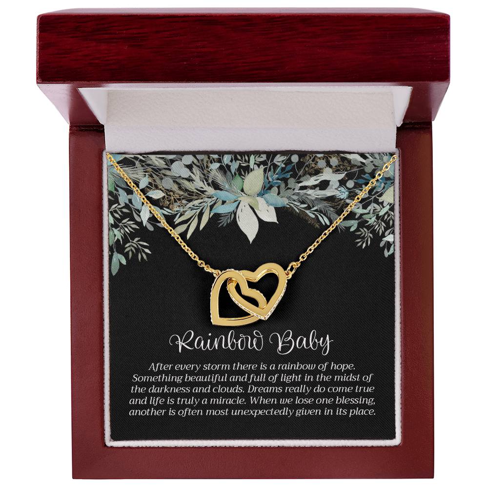 Rainbow Baby Necklace Interlocking Hearts Necklace