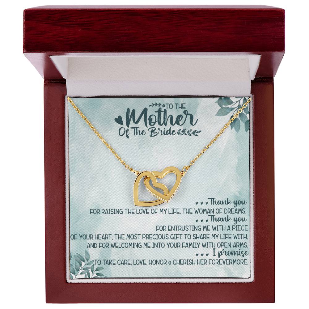 To The Mother Of The Bride Interlocking Hearts Necklace Message Card