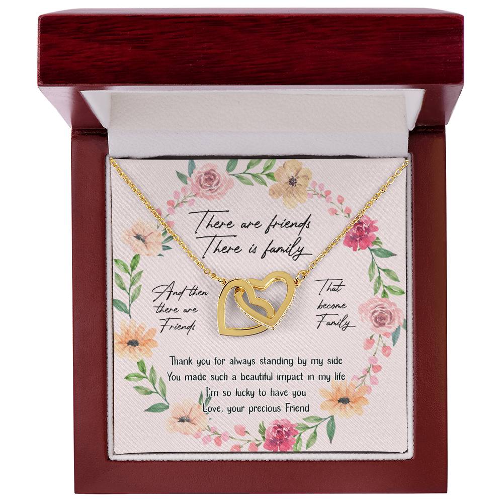 Friends Interlocking Hearts Necklace Message Card