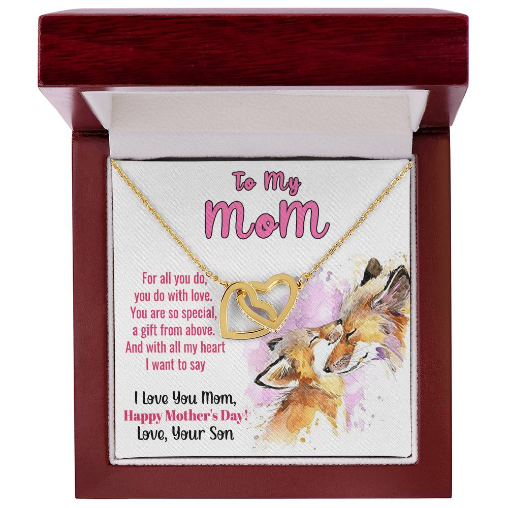 To My Mom Mother'S Day Gift Linked Hearts Necklace From Son Interlocking Hearts Necklace