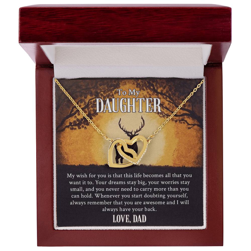 My Daughter - I Will Always Have Your Back Interlocking Hearts Necklace