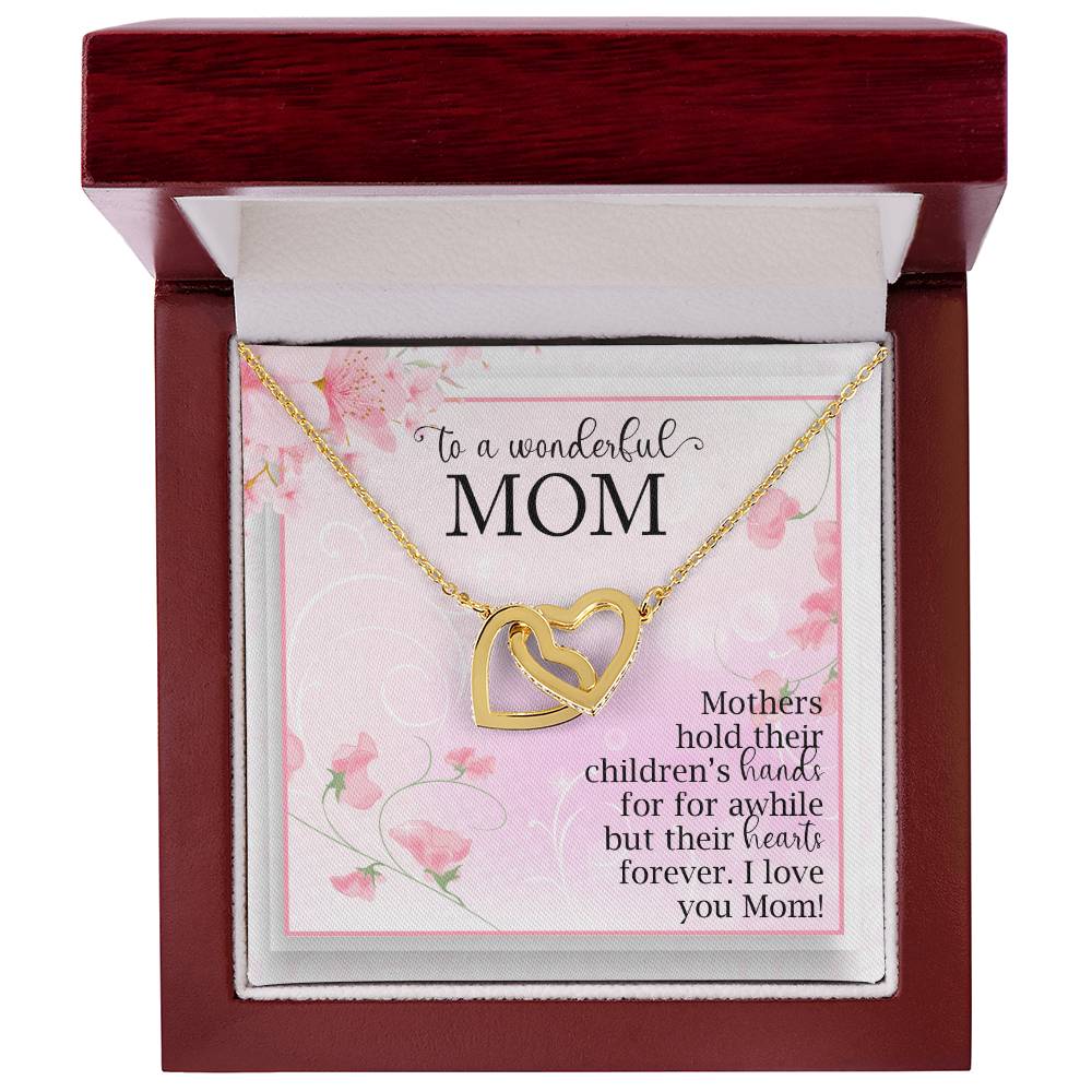 Interlocking Hearts Necklace For Mom Mothers Hold