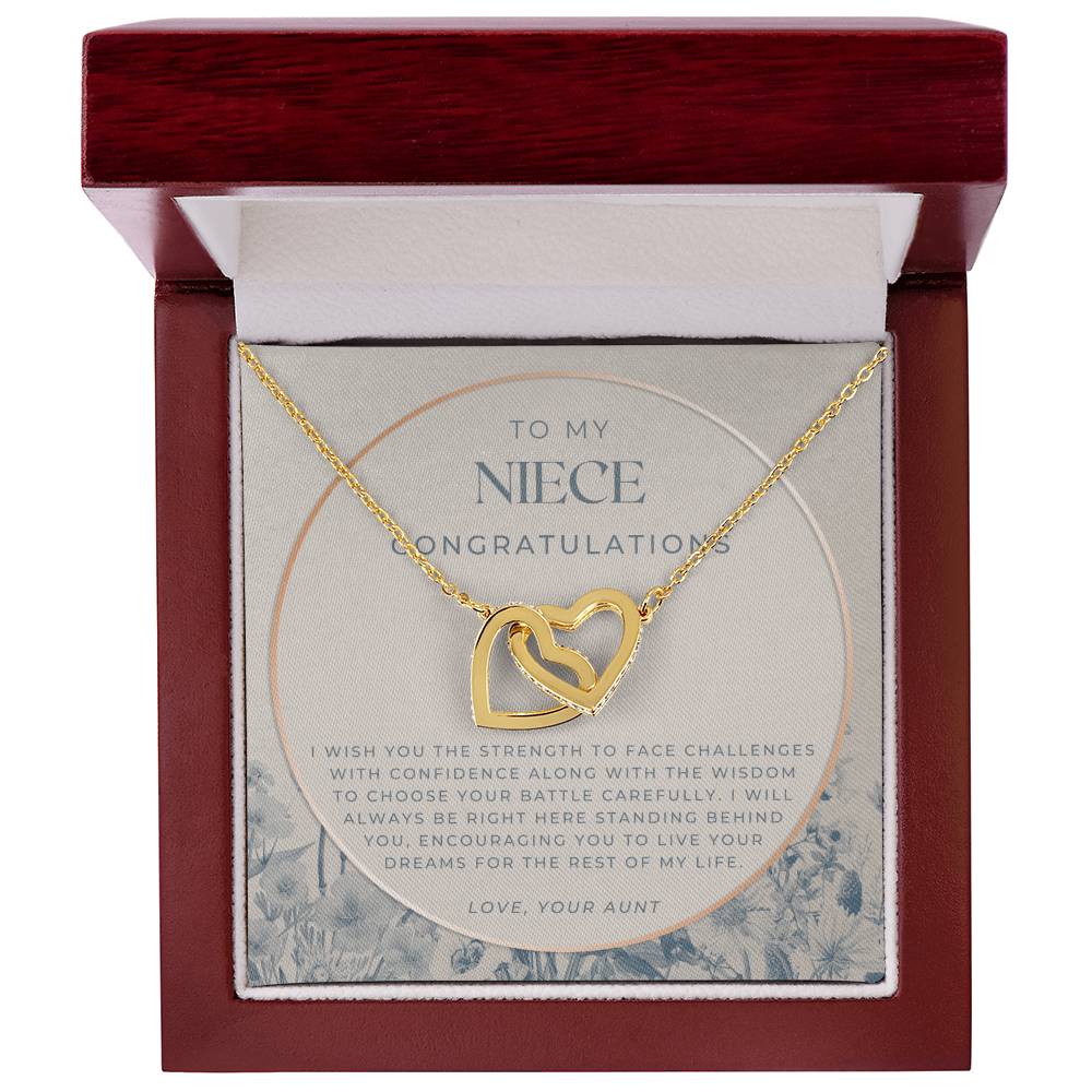 To My Niece Live Your Dreams Necklace Gift For Niece From Aunt Niece Birthday Graduation Christmas Present Interlocking Hearts Necklace